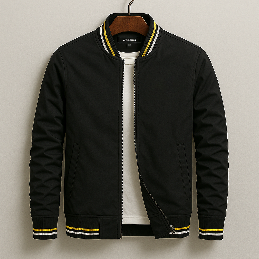 Elegant Striped Bomber Jacket