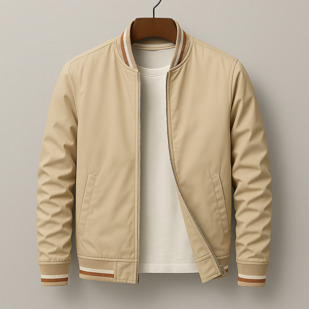 Elegant Striped Bomber Jacket