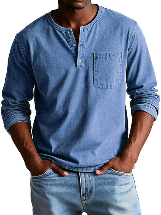 T-shirt with Classic Henley Collar