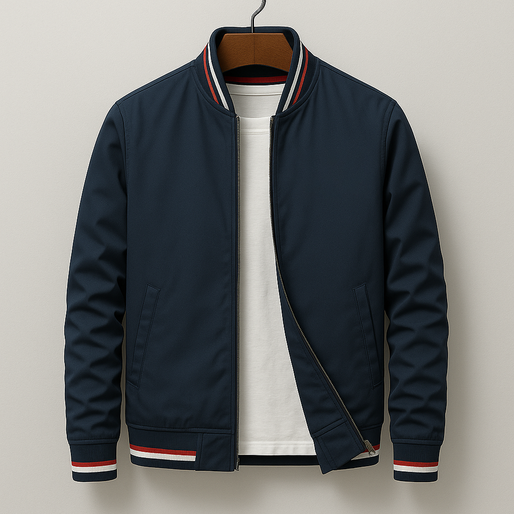 Elegant Striped Bomber Jacket