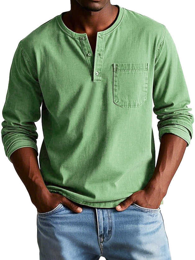 T-shirt con colletto classico Henley