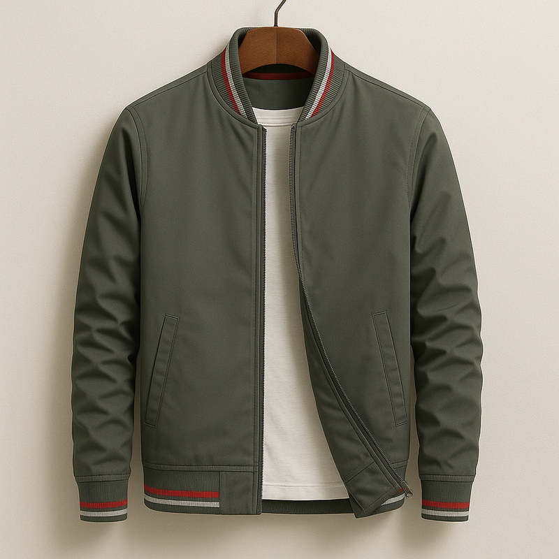 Elegant Striped Bomber Jacket