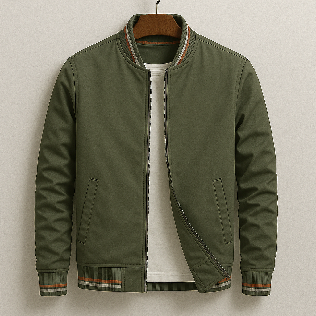Elegant Striped Bomber Jacket