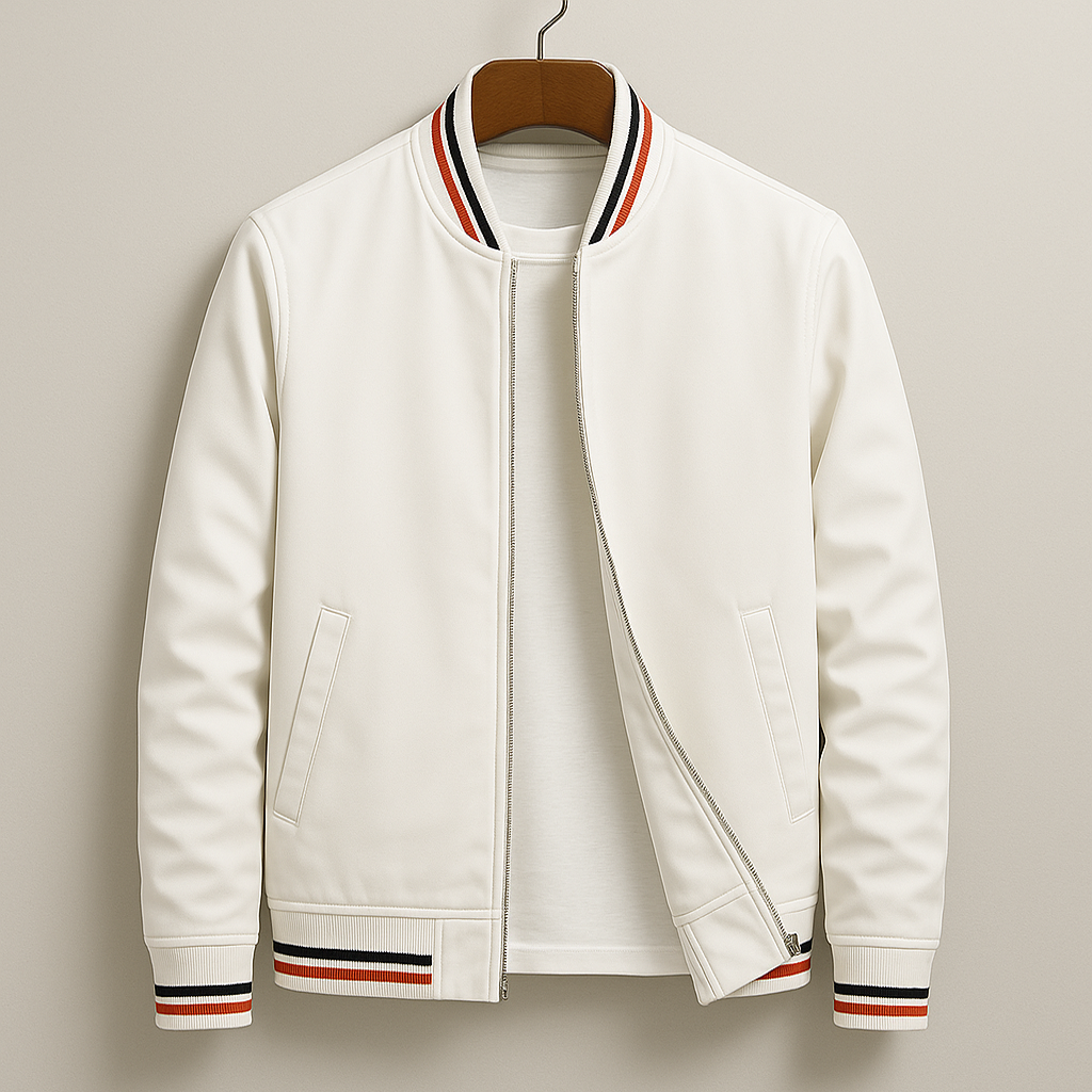 Elegant Striped Bomber Jacket