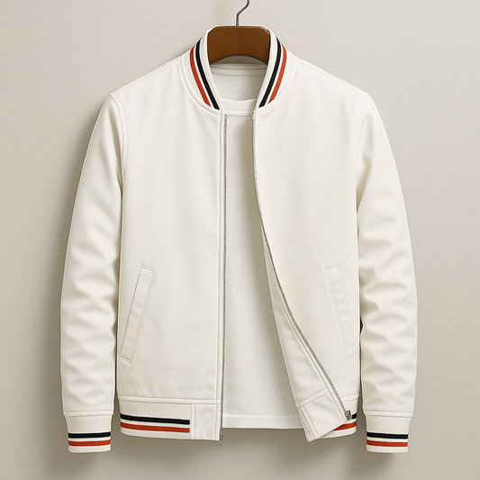Elegant Striped Bomber Jacket