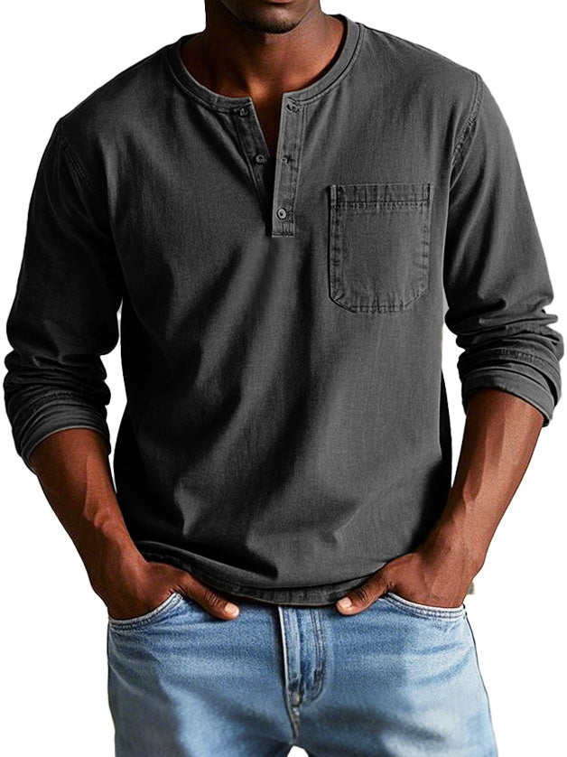 T-shirt con colletto classico Henley