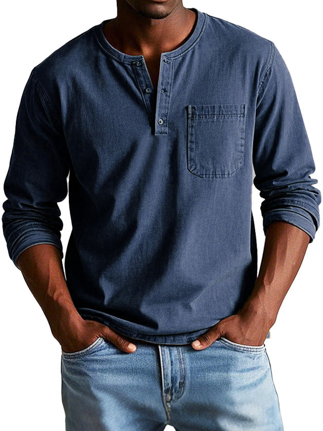 T-shirt con colletto classico Henley